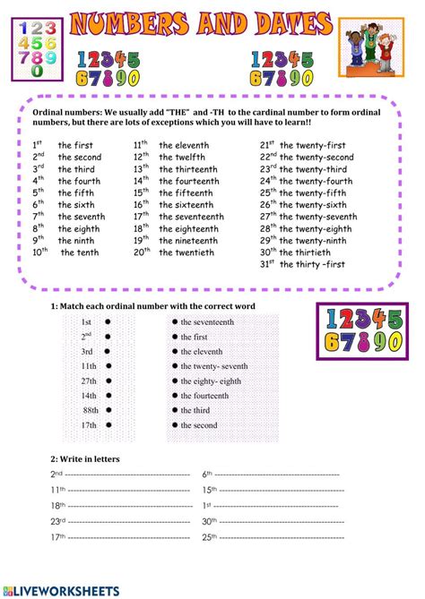 ordinal numbers in english exercises.